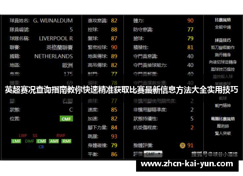英超赛况查询指南教你快速精准获取比赛最新信息方法大全实用技巧